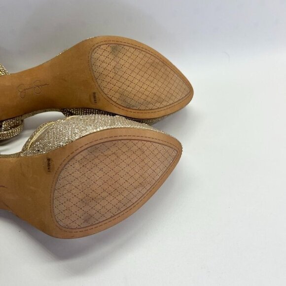 Jessica Simpson Oluina Platform Pump Size 9.5 Embellished Gold 5" Heel - Picture 13 of 16